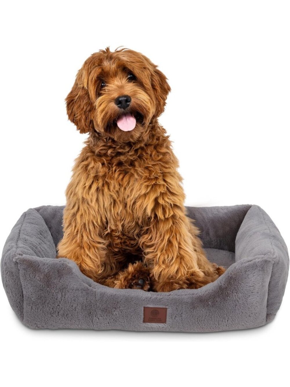 Cozy Plush Cuddler Dog Bed for Medium Dogs, Low-Profile Entrance, Gray 30